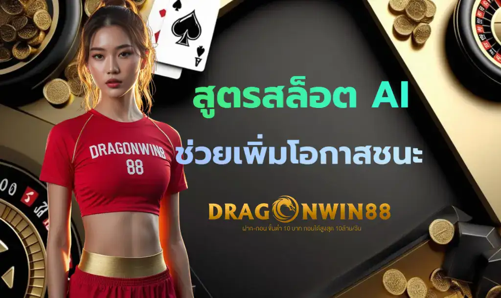 ชิปประมวลผล AI ที่มีสัญลักษณ์สล็อตและกราฟข้อมูลลอยอยู่รอบๆ สื่อถึงการวิเคราะห์ข้อมูลด้วยปัญญาประดิษฐ์